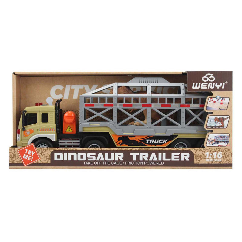 Afbeelding laden in galerijviewer, Vrachtwagen met dinosaurus 1:16 - met licht en geluid
