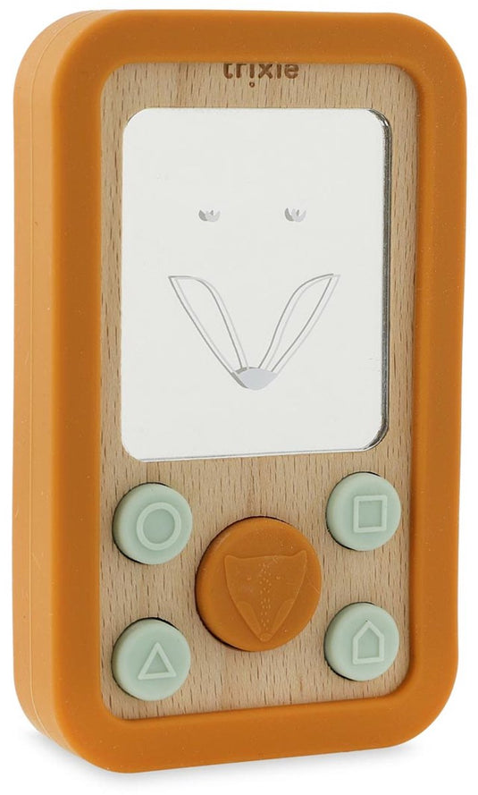 Trixie houten baby telefoon met siliconen - mr. fox