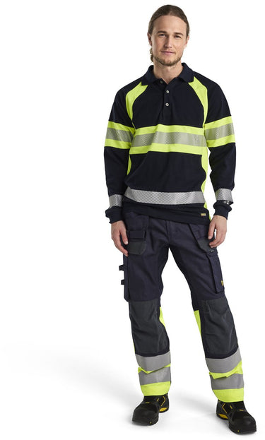 Blåkläder blaklader multinorm werkbroek inherent met stretch 1487-1512 - marine high vis geel - c58
