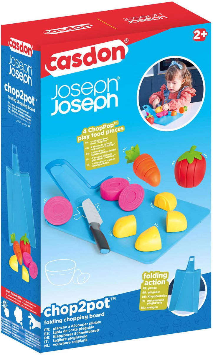 Load image into Gallery viewer, Casdon speelgoed eten set chop2pot met opvouwbare snijplank en mes, 16-delig.
