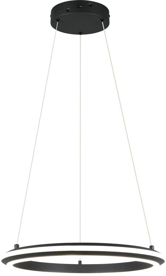 Trio amador - hanglamp - zwart mat - incl. 1x smd 34 w - dimbaar met schakelaar - plafondbevestiging - in hoogte verstelbaar - dip - schakelaar