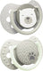 Difrax lovi fopspeen dynamisch - classy - newborn - grijs glow in the dark - 2 stuks