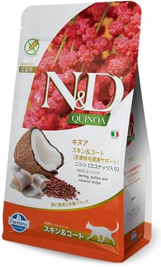 N d farmina quinoa skin coat - kattenvoer (droogvoer) - haring kokos - graanvrij - 1.2 kg (4x300g)
