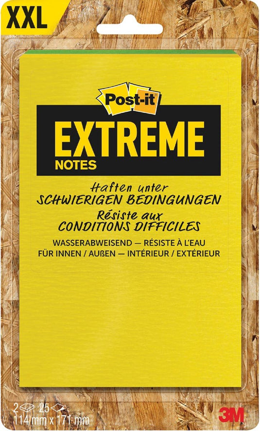 Post-it ® extreme notes | ft 114 x 171 mm | 2 blokken van 25 blaadjes | geassorteerde kleuren