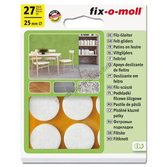Fix-o-moll viltglijder ø25mm wit
