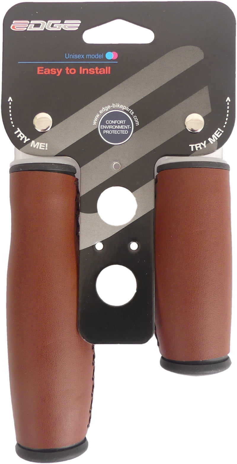 Load image into Gallery viewer, De Edge City Handvatten - Kunstleren fiets handvatten, 135 92mm, donkerbruin
