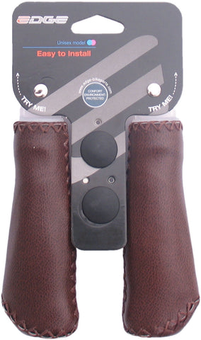 Handle set Leather - matt Dark brown - 2*135 mm (on