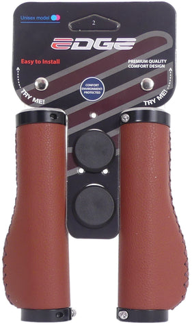 Handvatset Edge Leer incl Lockring - camel brown- 135 135mm (winkelverpakking)