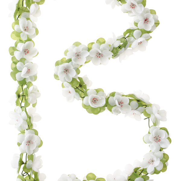 Basil Roses Garland - floral strand - white