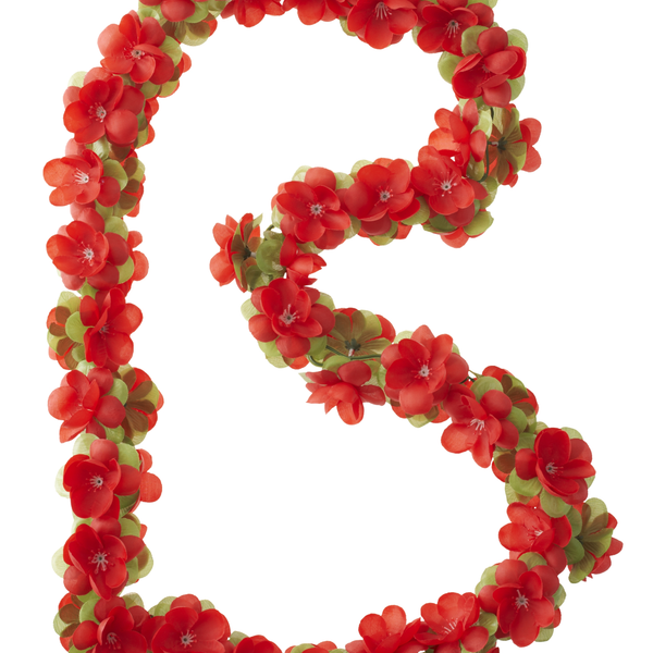 Basil Flower Garland - floral strand - red