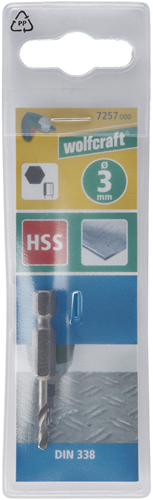 Wolfcraft spiraalboor | hss geslepen | 6-kant | ø3,0 x 47mm | 1 stuk - 7257000