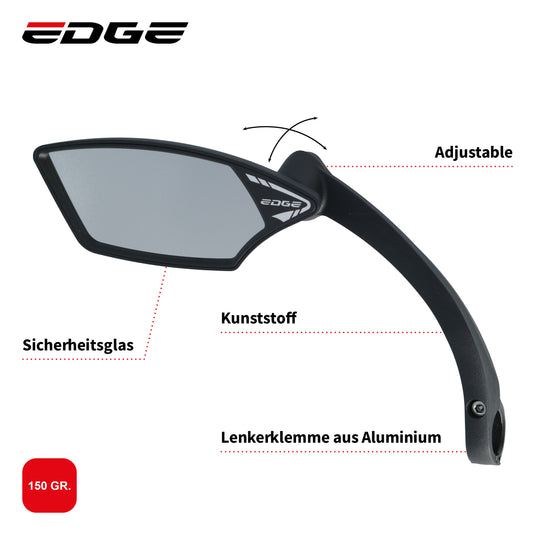 Edge spiegel e-bike luxe met klem - linkse montage