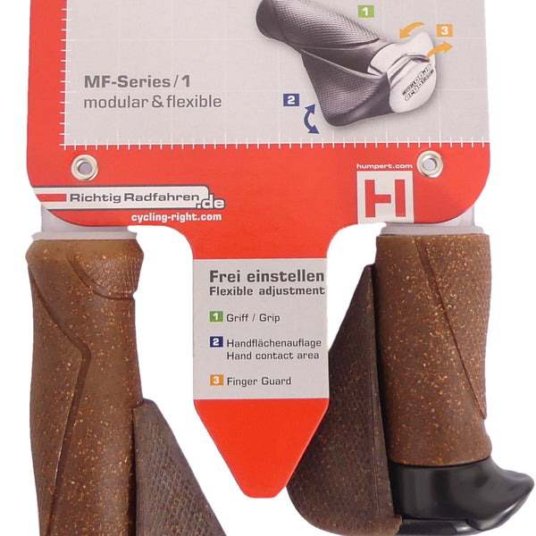 Pair of handles MF1 cork / aluminum 130+87 mm - brown