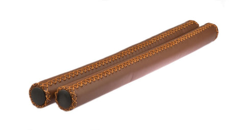 leather handlebar grips 40 cm Ø2 cm brown per set