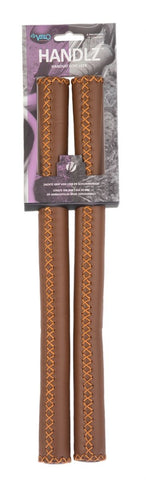 leather handlebar grips 40 cm Ø2 cm brown per set