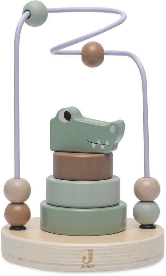 Jollein - houten spiraal - jungle jambo - croco - houten speelgoed - krokodil - met 6 kralen - 100% fsc