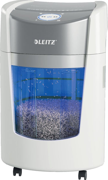 Leitz iq optimax small office 350 papierversnipperaar p5 - micro snippers - tot 8 vel - 22l - wit