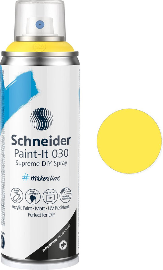 Schneider schrijfwaren schneider spuitbus verf - paint-it 030 - diy spuitverf - acrylverf - 200ml - geel - s-ml03050063