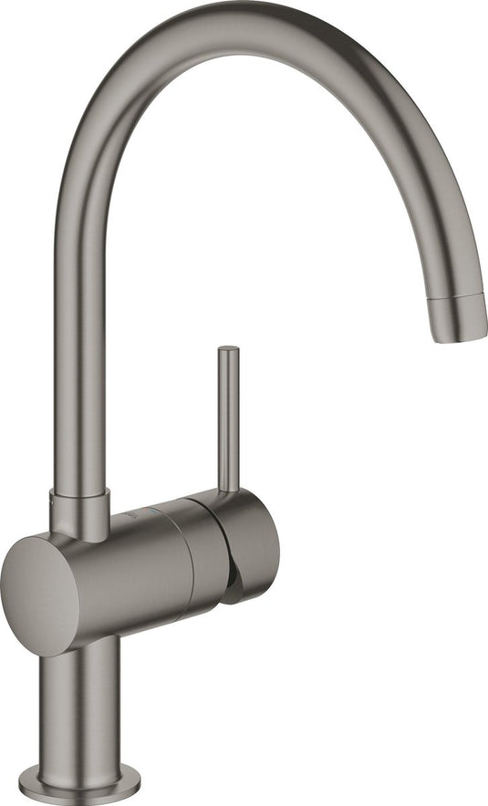 Grohe minta keukenkraan - draaibare hoge c-uitloop - 1 straalstand - brushed hard graphite (mat antraciet)