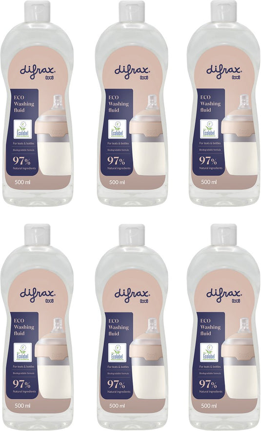 Difrax lovi eco afwasmiddel - 6 stuks - babyproducten - babyflessen, fopspenen - geurvrij - ph-neutraal