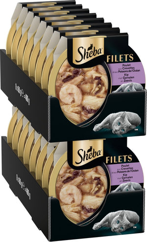 Sheba kattenvoer - filets - garnaal oceaanvis kip in saus - 16x60g