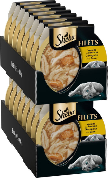 Sheba kattenvoer - filets - gevogelte en zalm in saus - 16x60g