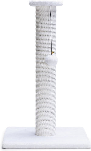 Beeztees serpa katten krabpaal - omwikkeld met touw - met balletje - wit - 35x35x60 cm