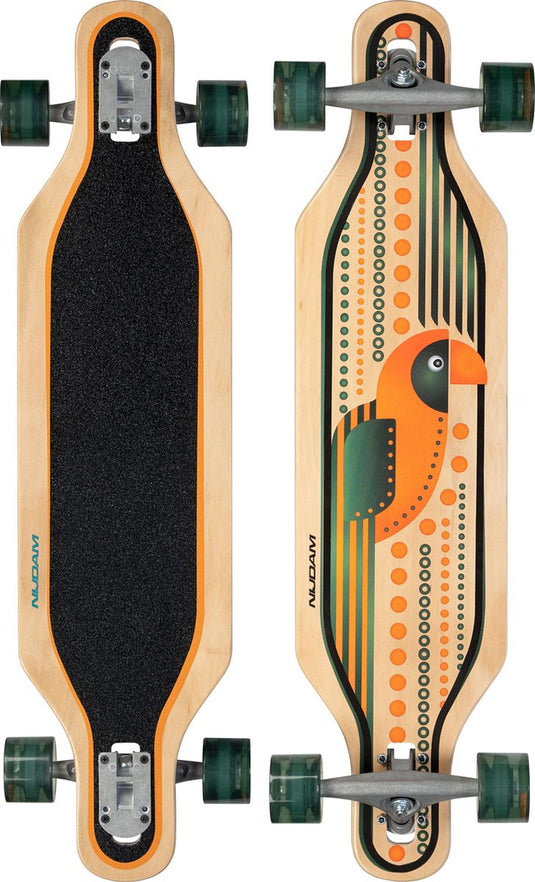 Nijdam longboard drop-through 36 - echo coco - hout - zwart oranje
