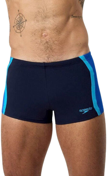 Speedo solid splice aquashort heren - strakke zwemshort heren - chloorbestendige zwemboxer heren - sportzwembroek heren met trekkoord - marine blauw - m