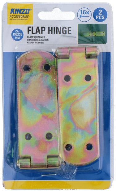 Kinzo klapscharnier 2 stuks - binnendeurscharnier 195 x 35 mm - scharnieren met 16 schroeven - metaal