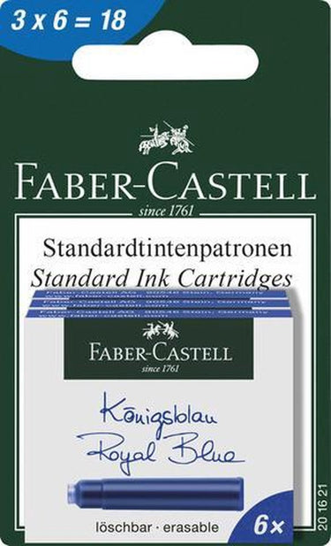 Faber-castell faber castell inktpatroon faber castell 3x 6patronen koningsblauw