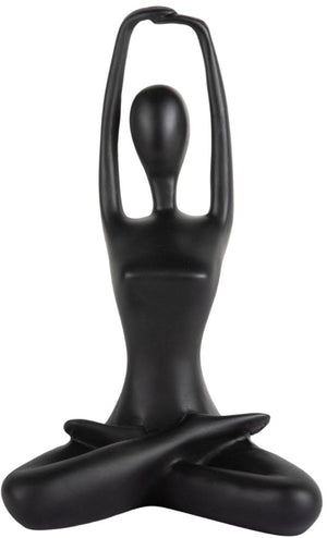 Present time ornament stretched lotus - zwart - 14.5x12x23.5cm - modern - kunststof