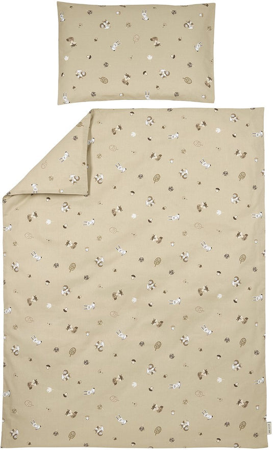 Meyco baby forest animals dekbedovertrek ledikant - sand - 100x135cm