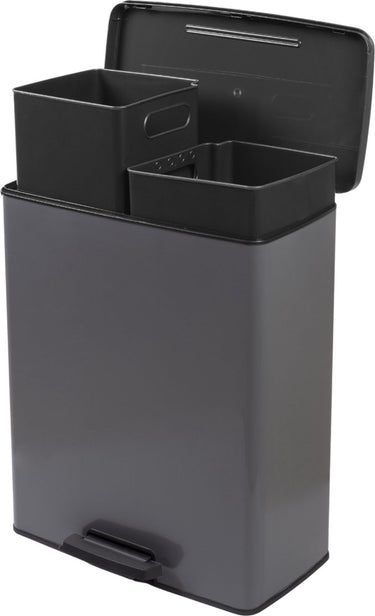 Curver decobin duo prullenbak - 26l + 26l - rechthoekig - grijs