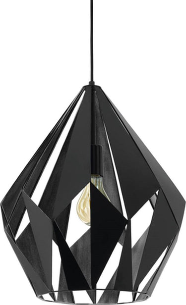 Eglo carlton 1 hanglamp - e27 - 38,5 cm - zwart zilver