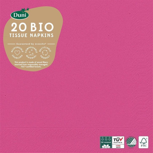 Duni servetten bio 3-laags 33 x 33 cm papier fuchsia 20 stuks