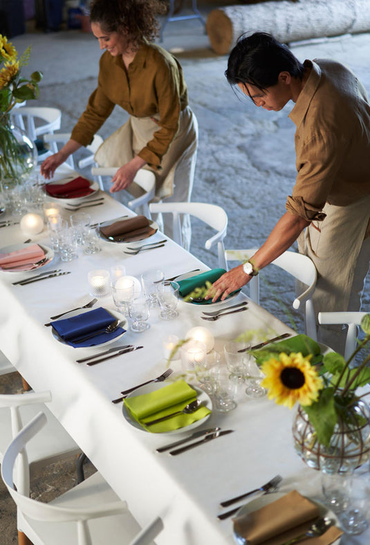 Duni cel damast tafelkleed 1,18x5m ijswit