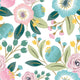 Duni servetten blossoms 3-laags 33x33cm papier blauw 20 stuks