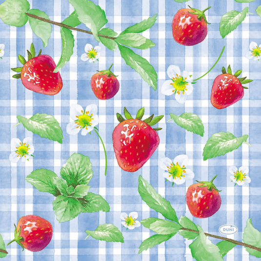 Duni servetten strawberry picnic 3-laags 33x33cm