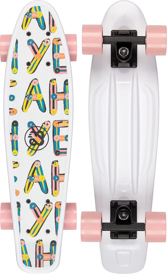 Nijdam flipgrip skateboard - high season - wit roze