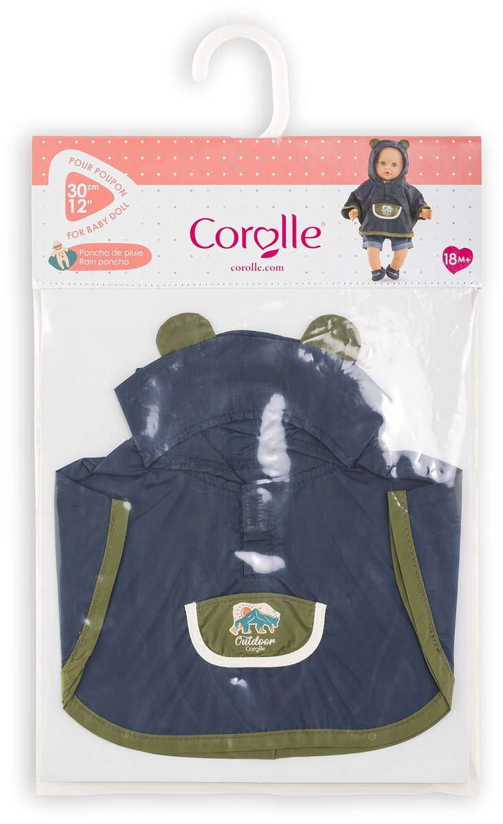 Load image into Gallery viewer, Corolle regenponcho poppenkostuum kleine ontdekker 30cm blauw.
