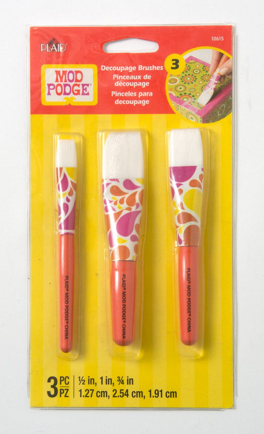 Mod podge kwastenset - decoupage kwasten - 1,27cm - 2.54cm - 1,91cm - 3 stuks