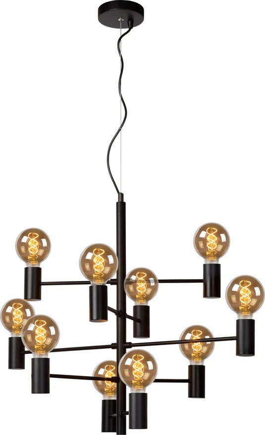 Lucide leanne - hanglamp - ø 65 cm - 10xe27 - zwart