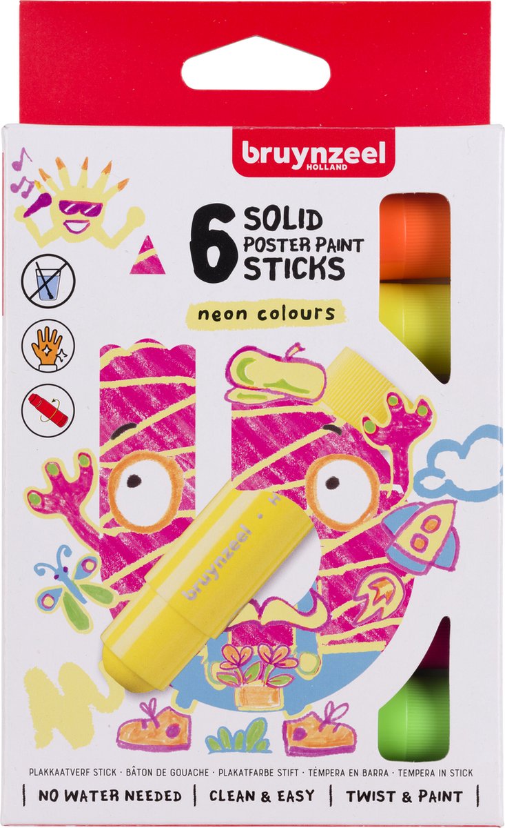 Load image into Gallery viewer, Bruynzeel plakkaatverf sticks set neon | 6 kleuren
