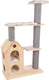 Flamingo krabpaal – premium line casandra – 96x40x135 cm – luxe houten krabpaal met ligplateaus schuilhuisje – krabmeubel met sisal krabmat wasbare kussens – design kattenboom