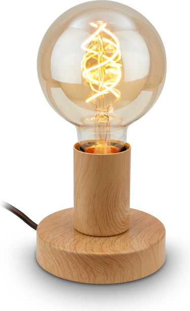 Briloner teepu - industriële tafellamp - retro bedlamp - metaal - e27 fitting - ø10 cm - houtlook
