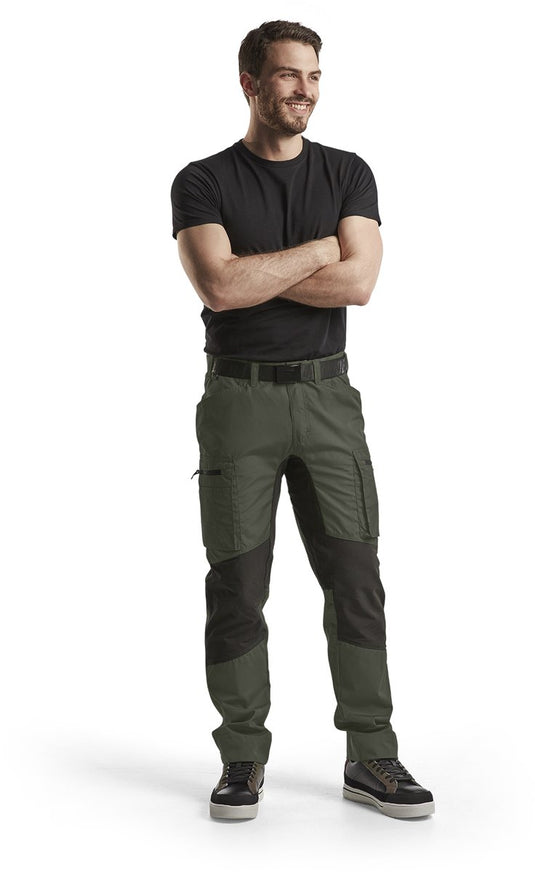 Blåkläder blaklader service werkbroek met stretch 1459-1845 - army groen zwart - c50