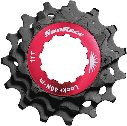 Sunrace sluitring met kransjes 11v 11 13 15t zwart