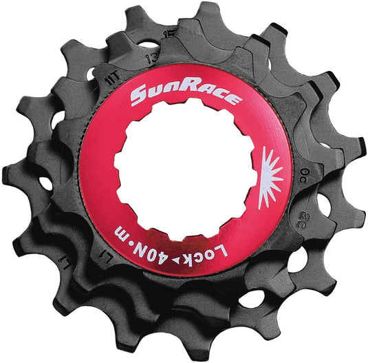 Sunrace sluitring met kransjes 12v 11 13 15t zwart
