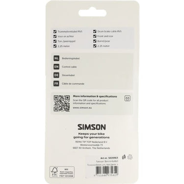 Simson trommelrem binnenkabel universeel rvs - zilver